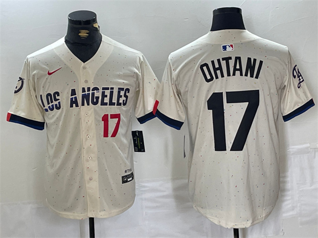 Men's Los Angeles Dodgers #17 Shohei Ohtani Cream Stitched Baseball Jersey Men's Los Angeles Dodgers #17 Shohei Ohtani Cream Stitched Baseball Jersey